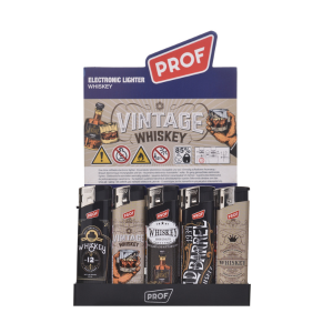 Prof Feuerzeug "Vintage Whyskey", elektronisch, VE: 50 Stk.