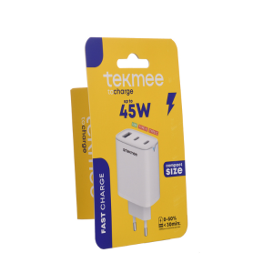 Tekmee Fast Charger 3in1, 1xUSB, 2xUSB-C, 45W