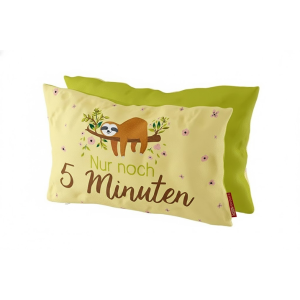 Dekokissen „Nur noch 5 Minuten - Faultier“, 25x40 cm, Kuschelkissen