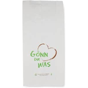 Bäckerbeutel "Gönn Dir was", 14+6x28cm, Faltenbeutel 1.000 Stk., weiß