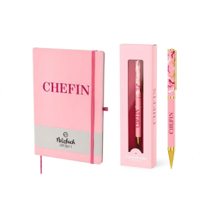 Notizbuch und Kugelschreiber "Chefin" als Bundle, VE: 4 Stk.