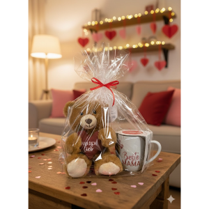 Geschenkset: Teddybär "Hab dich lieb" + 250 ml Tasse "Beste Mama"