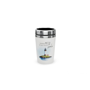 Thermobecher to go "Ein wenig Meer tut viel für die Seele - Leuchtturm", 240 ml, VE: 6 Stk.