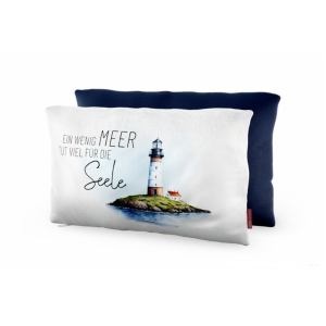 Dekokissen „Ein wenig Meer tut viel für die Seele - Leuchtturm“, 25x40 cm, VE: 4 Stk.