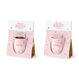 Geschenkset "Auszeit - Supermama", bestehend aus Tasse, Tee, Schokolade, VE: 4 Stk.