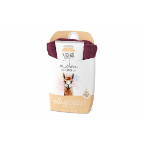 Geschenkset: Wellnessdusche "Voll schön, dass es dich gibt", bestehend aus Handtuch + Duschgel