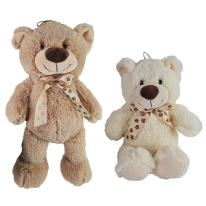 Plüsch Bär mit Schleife (m. Pfotenabdrücken), ca. 24 cm, VE: 2 Stk.