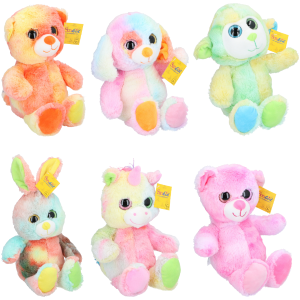 Plüschtiere bunt, versch. Tiere, ca. 25 cm, VE: 6 Stk.