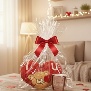 Geschenkset: Herzkissen "I love you" + 250 ml Tasse "Supermama"