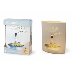 Poesielicht "Ein wenig Meer tut gut für die Seele - Leuchtturm", VE: 4 Stk.