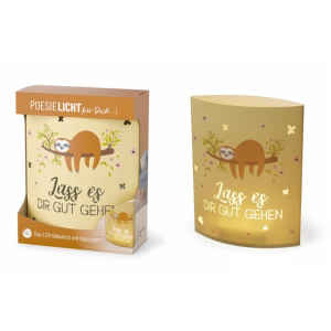 Poesielicht "Lass es dir gut gehen - Faultier", VE: 4 Stk.