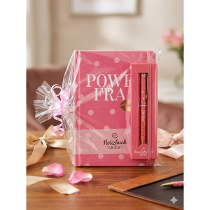 Geschenkset: Notizbuch + Kugelschreiber "Powerfrau", VE: 4 Stk.