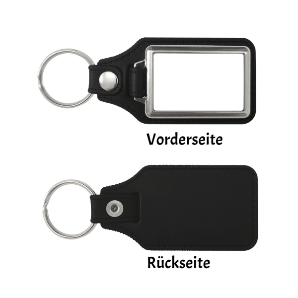 Schlüsselanhänger mit Kunstleder-Anhänger m. individuellem Druck, VE: 12 Stk. – Bild 2