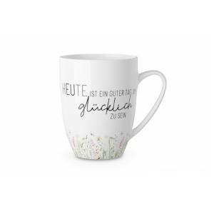 Kaffeebecher "Heute ist ein schöner Tag, um glücklich zu sein - Wiese", 250 ml, Kaffeetasse, VE: 6 Stk.
