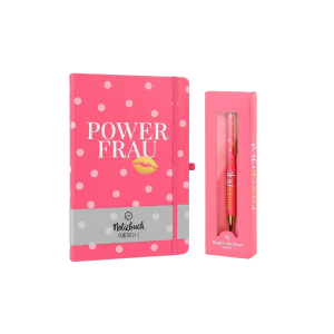 Notizbuch und Kugelschreiber "Powerfrau" als Bundle, VE: 4 Stk.