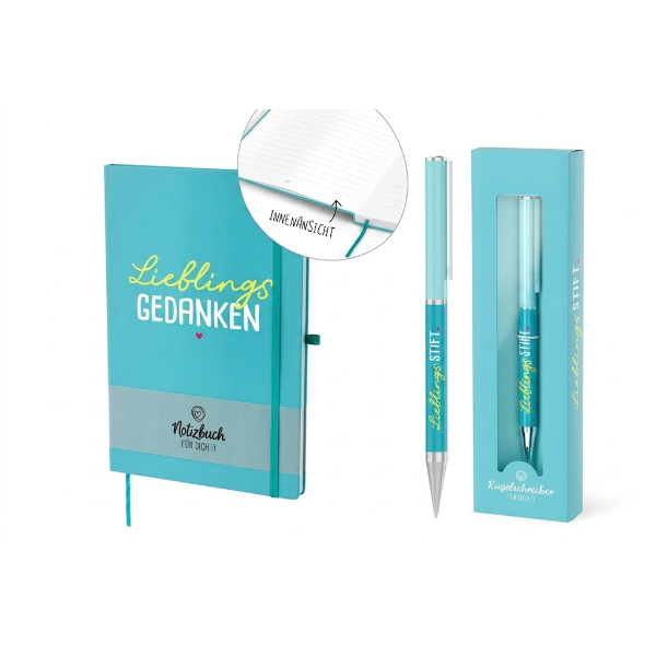 Notizbuch und Kugelschreiber "Lieblingsgedanken" als Bundle, VE: 4 Stk.