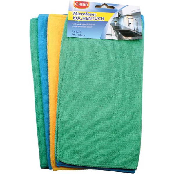 Microfasertuch, 3-fach sortiert, Gr. 30x30 cm, VE: 1 Stk.