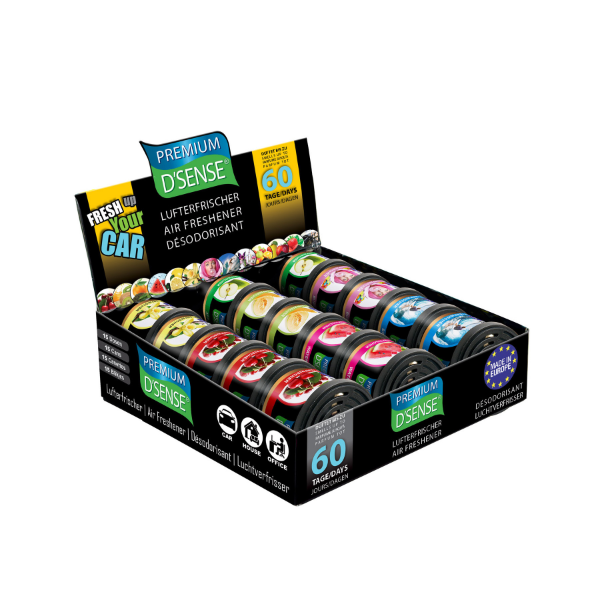 Premium D’Sense Lufterfrischer, 15er Display, Duftmix m. 7 Aromen, VE: 15 Stk.