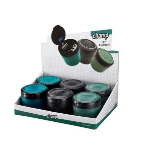 Champ High LED-Aschenbecher mit LED, 3-fach sort., 7,5 x 7,0 cm, VE: 6 Stk.