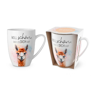Kaffeebecher "Voll schön dass es dich gibt - Lama", 250 ml, Kaffeetasse, VE: 2 Stk.
