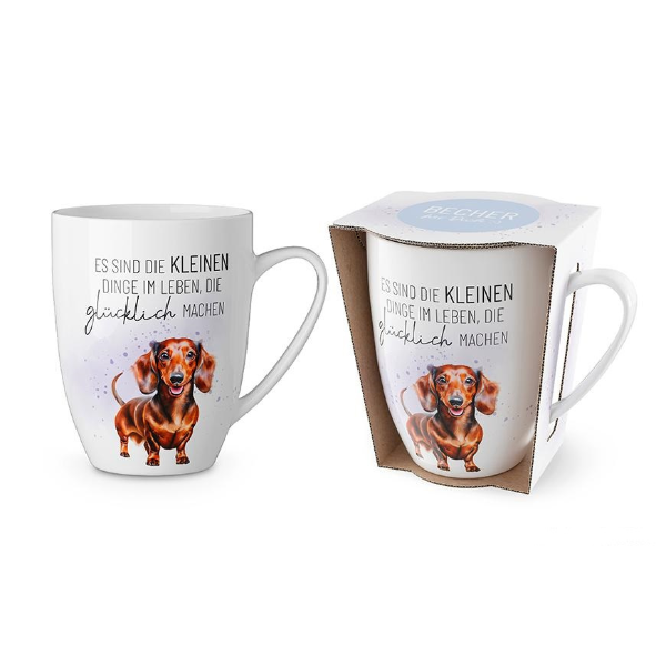 Kaffeebecher "Es sind die kleinen Dinge im Leben... - Dackel", 250 ml, Kaffeetasse, VE: 2 Stk.