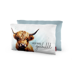Dekokissen „Hier wird gechillt - Rind“, 25x40 cm, Kuschelkissen, VE: 2 Stk.