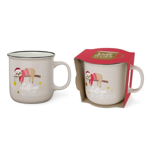Kultbecher „Chillige Weihnachten - Faultier, Kaffeebecher 250 ml, VE: 2 Stk.